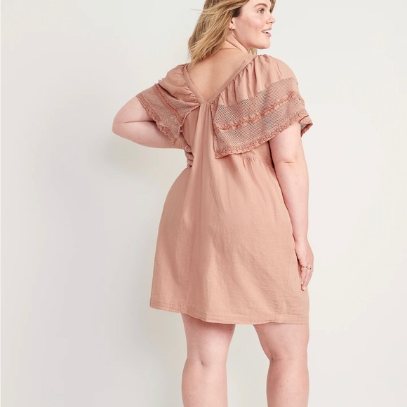 Old Navy Dresses & Skirts - Women’s Old Navy Flutter-Sleeve Tie-Back Mini Swing Dress Size 4X New with Tags